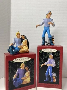 2x Hallmark Keepsake Xmas Ornament Disney's Pocahontas John Smith Meeko VTG FS!! - Picture 1 of 18