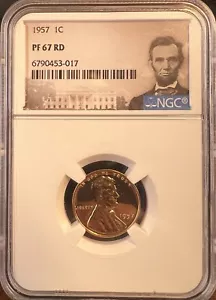 1957 NGC PF67 RD PROOF LINCOLN WHEAT PENNY 1C ONE CENT - Picture 1 of 4