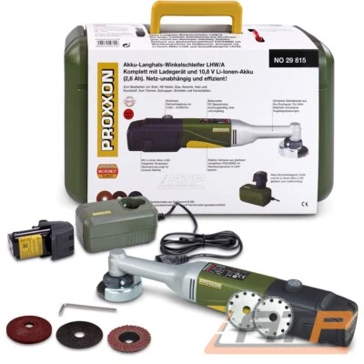 PROXXON AKKU-LANGHALS-WINKELSCHLEIFER Ø50mm AKKU + 2x DIAMANT-TRENNSCHEIBE