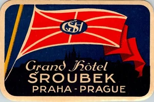 ETIQUETA DE EQUIPAJE VINTAGE PRAHA PRAGA CHECOSLOVAQUIA GRAND HOTEL SROUBEK - Imagen 1 de 1
