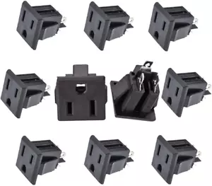Panel Mount Outlet Power Socket 10pcs Us Plug 3 Pins Ac 15a 125v Panel Screw Mou - Picture 1 of 5