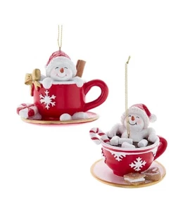 Kurt Adler 3.5” Snowman In Cup Of Hot Chocolate Christmas Ornament - Picture 1 of 3