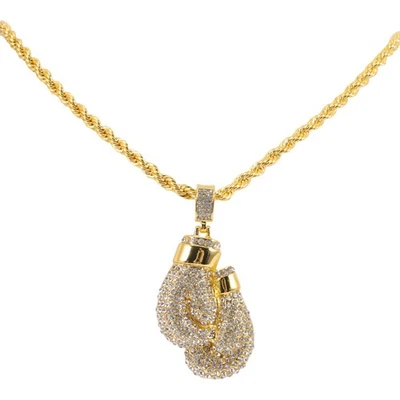  Kettenanhänger Boxhandschuhe Boxkette Halskette Statement-Halskette - Bild 1 von 4