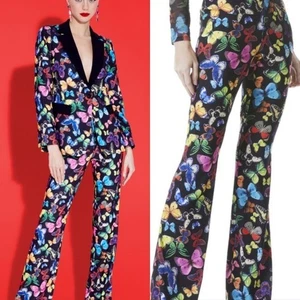 Alice + Olivia Teeny Butterfly Multicolored Fit And Flare Bootcut Pant - Picture 1 of 6