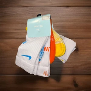 NIKE X DRAKE NOCTA SOCKS WHITE  with colorBNWT OVO (DD9240-010) SIZE M SET OF 3 - Picture 1 of 4