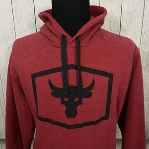 Under Armour Men's Large Red Project Rock Terry Braham Bull Pullover Hoodie - Picture 1 of 8