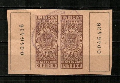 ESPANHA ÍNDIAS OCIDENTAIS ( 2v) Pagos Al Estados Receita F/VF Usado (1888/89) - Imagem 1 de 2