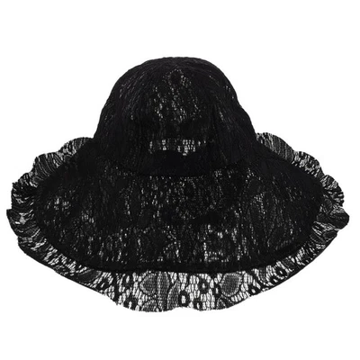  Cappello da spiaggia estivo in pizzo da donna - Cappello da sole pieghevole a - Immagine 1 di 4