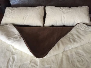 Luxus Wolle Set Bettenset Kaschmir Kamelhaar Doppelbett Bettdecke 2 Kissen 45x75 - Picture 1 of 8