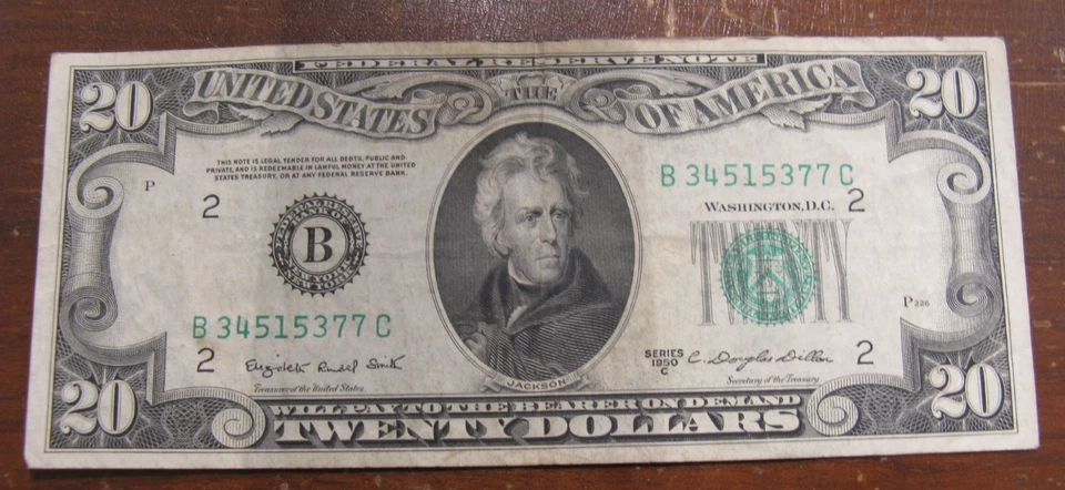 SERIES 1950 C 20$ FEDERAL RESERVE NOTE SMITH AND DILLON - Image 1 of 4