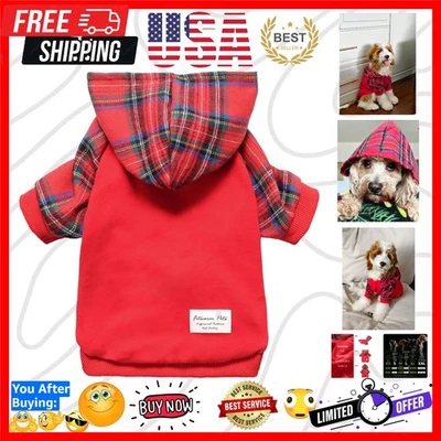 Moletom com capuz xadrez tartan aconchegante para cachorro - Perfeito para raças pequenas e ocasiões festivas - Imagem 1 de 4
