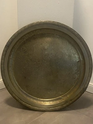 Ca.70 Jahre Altes Handziseliertes Marokkanische Messing teetablett, 58.5 Cm DM - Bild 1 von 4