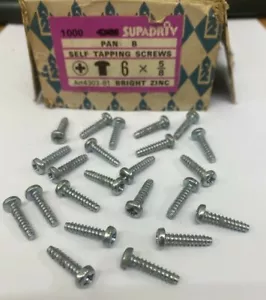6g x 5/8", Pozi Pan Head, Type 'B', Self Tapping Screws, Bright Zinc Plated. - Picture 1 of 3
