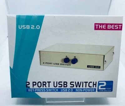 2 Port USB 2.0 Sharing Manual Switch Box Hub 2 PCS Share NON-POWER UK  - Image 1 of 4