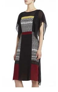 NUEVO VESTIDO BCBGMAXAZRIA PASARELA TALCO NEGRO COMBO CATERINA FCD6U082/L196 TALLA XS - Imagen 1 de 2