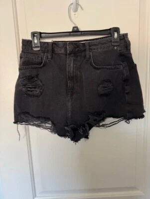 Pantalones Cortos de Jean Forever 21 Premium Corte Para Mujer 30 Negros Denim Bolsillos Desgastados Foto 1 de 3