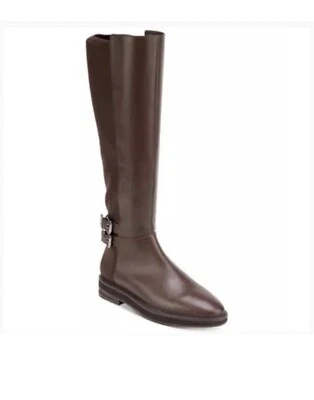 DKNY LENA - BOTA CASCA DE BEZERRO/BARRA DE COURO EQUITAÇÃO FEMININA COR MARROM TAMANHO EUA 9 - Imagem 1 de 4