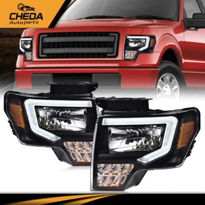 Par de faros de tubo LED DRL negros aptos para Ford F150 F-150 2009-2014 - Imagen 1 de 12
