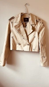 7 For All Mankind Jacket Womens XS Trench Cropped Floral Classic Staple NWT - Picture 1 of 6