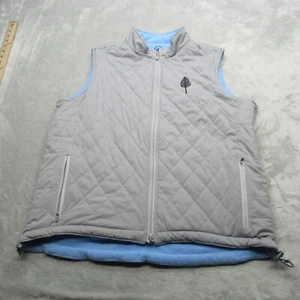 Peter Millar Vest Men Medium Blue Gray Golf Reversible Pocket Quilt FullZip Logo - Picture 1 of 14