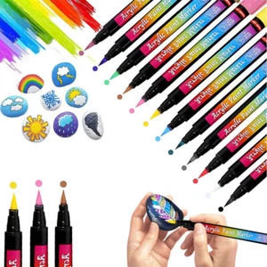 12 Color Paint Marker Gift Set Art Pen Extra Fine Acrylic Paint Pens Any Surface - Picture 1 of 8