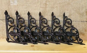 6 FLEUR DE LIS SHELF BRACKET BRACES CORBELS PLANT HANGERS FRENCH VINTAGE LOOK  - Picture 1 of 11