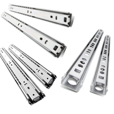 Drawer Runners Pair Replacement Metal Grooved Ball Bearing Slides 17 27 45mm - Image 1 of 4