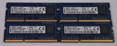 Lot of 4 Kingston 4GB 1Rx8 PC3L-1866S DDR3 SODIMM Laptop Memory 9995417 - Image 1 of 2