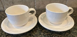 Pfaltzgraff USA ACADIA WHITE Lot of 2 CUP & SAUCER SETS Vintage Never Used - Picture 1 of 5