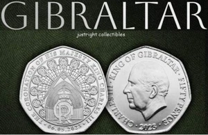 Moneda 50p Gibraltar Westminster Abbey Door 2023 - Imagen 1 de 4