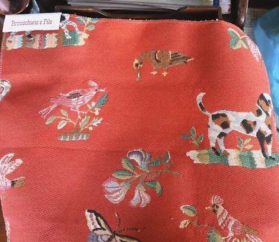NEW SAMPLE Brunschwig & Fils, Animalitos (Little Animals) Tomato Red/Orange 18" - Image 1 of 4