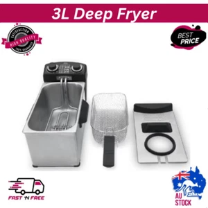 Electric Deep Fryer 3L Stainless Steel 2100W Variable Temperature Chips Cooker - Picture 1 of 9
