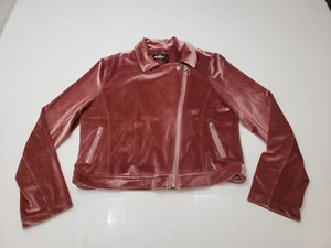 Allegra K Womens Jacket Convertible Moto Full Zip Velour Pink Size M NWT - Picture 1 of 11