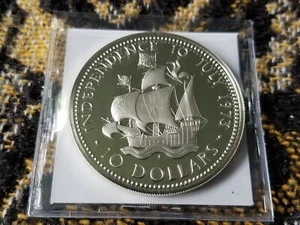 Bahamas 10 Dollars 1973 Silver Impaired Proof (Marks) - Picture 1 of 3