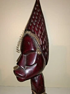 Mahogany Tribal Woman African Bust Statue Figure Hand Carved Wooden 11” ❤️tw11j - Picture 1 of 8
