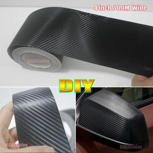 4inch Wide Strips - Black 3D Texture Carbon Fiber Vinyl Wrap Car Sticker Film AB - Foto 1 di 9