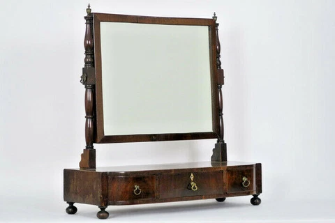 Antique english Mahogany Vanity make up dresser mirror cabinet drawers Cover