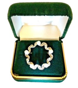 Pin Brooch Silver Sterling Spanish Pearl Rhinestone Circle with Gift box Vintage - Picture 1 of 5