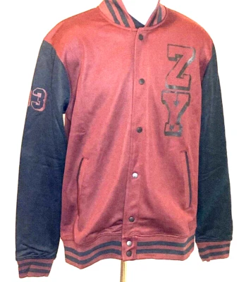 de segunda mano, ZOO YORK, CHAQUETA UNIVERSITARIA, GRANDE, BROCHE DE PRESIÓN, BORGOÑA/NEGRO, LAVADO A MÁQUINA Foto 1 de 4