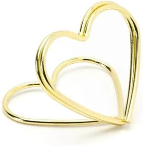 Platzkartenhalter Tischkartenhalter Memohalter Hochzeit Herzen gold 10 Stück - Bild 1 von 2