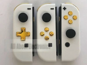 Nintendo Switch Custom Joy-Con Soft Touch White Joy Cons Controllers Chrome Gold - Picture 1 of 23