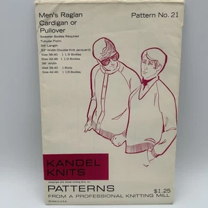 Vtg 1970 Kandel Knits Sewing Pattern #21 Men’s Cardigan Pullover UNCUT - Picture 1 of 5