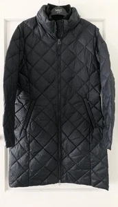 M&S Down Puffer Coat Black Quilted Size UK 12 - Picture 1 of 7
