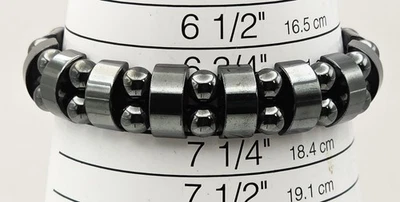 Nuovo Nero Ematite Rotondo ad Arco Perline 5.7cmd Unisex Elastico Tesa Bracciale - Immagine 1 di 2