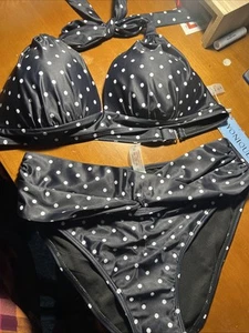 Yonique Two Piece Bathing Suits Bikini Set Halter, Black M - Picture 1 of 5