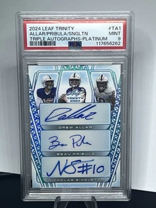 2024 Leaf Trinity Triple Auto Drew Allar, Beau Pribula, Singleton /25 PSA 9 Mint - Picture 1 of 2