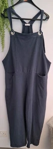 Ladies Dungarees L Made in Italy Navy Leopard Vgc One Size 14/16/18 L25.5" - Picture 1 of 7