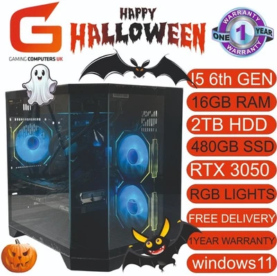 HALLOWEEN DEAL🕷GAMING PC I5 6th 16GB 2TB+480 SSD RTX 6GB 3050 W11 FREE DELIVERY - Image 1 of 4