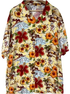 Walt Disney Authentic Original Mickey Donald Tiki Hawaiian Cruise Tiki Shirt L - Picture 1 of 6