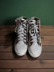 Lauren Lorraine Skippy Pewter Glitter High-Top Sneakers Women’s 7 | Glam Sparkle - Picture 1 of 7